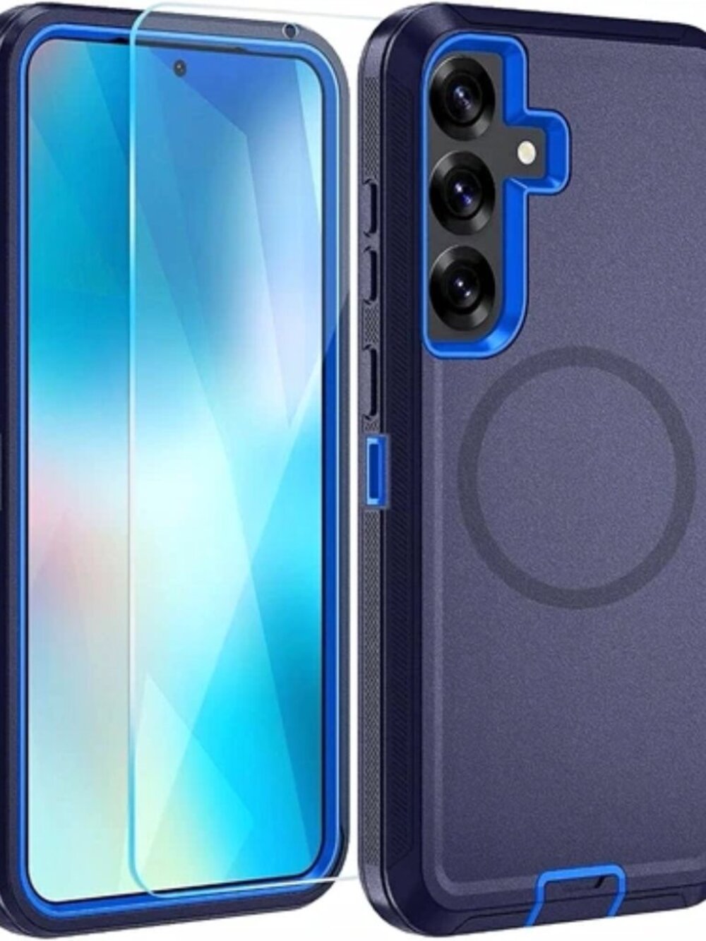 Rugged Matte Back Case for Samsung Galaxy S26 Plus Blue + Screen Protector